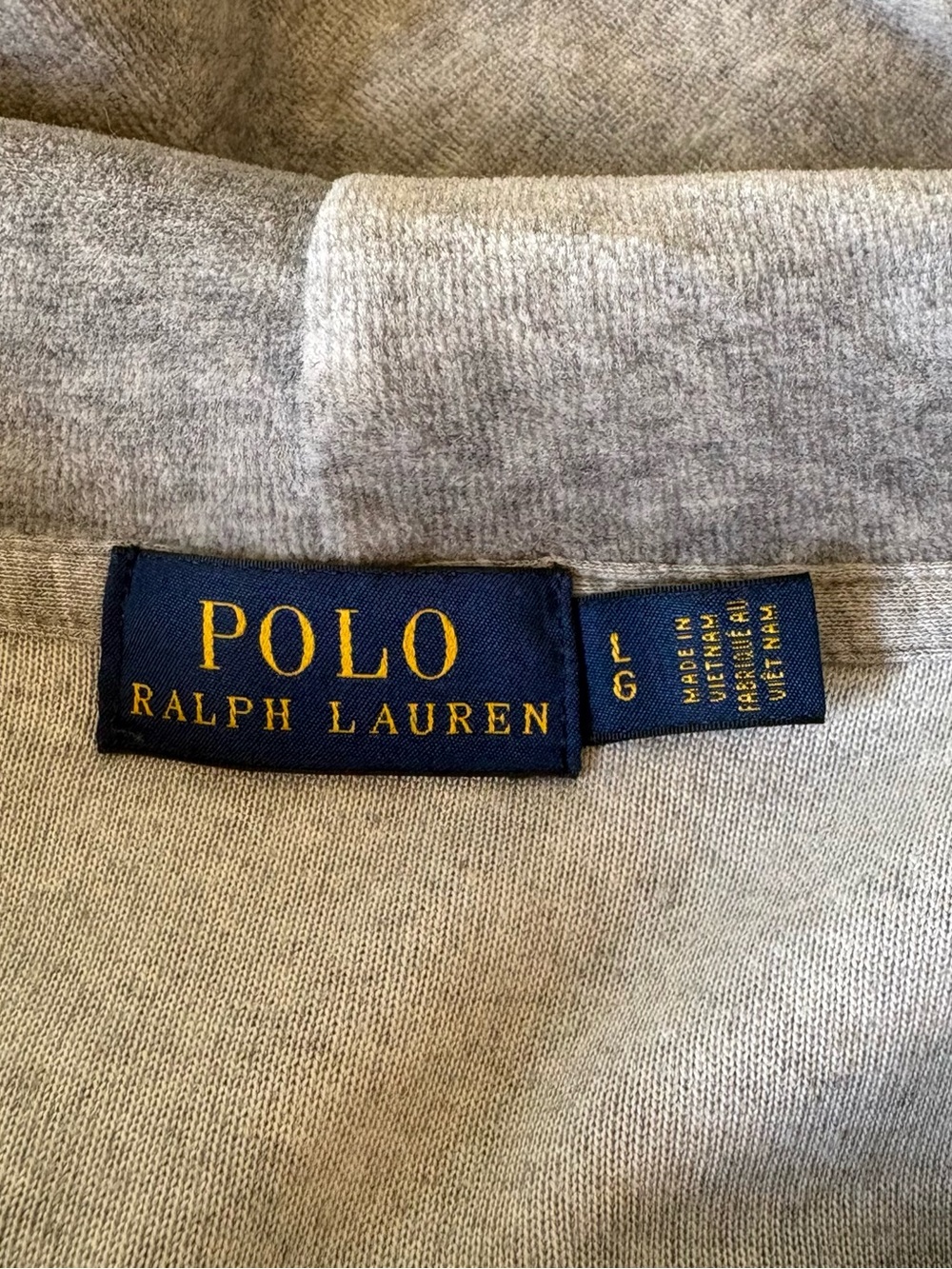 Polo Ralph Lauren Velour Hoodie Gray Pullover Sweatshirt Large - Picture 5 of 7